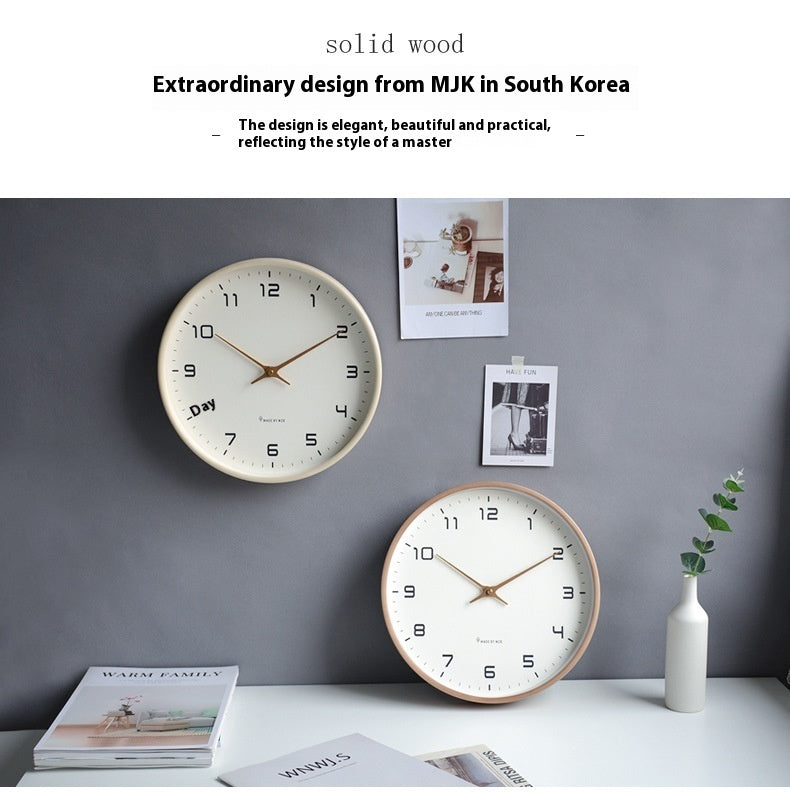 Nordic Solid Wood Simplicity Living Room Home Mute Clock