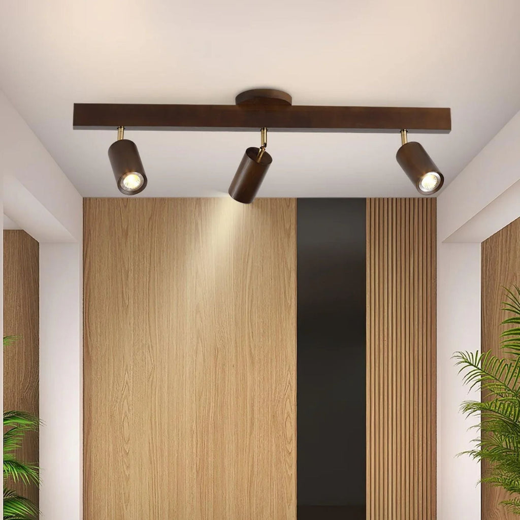 Sento Houten Track Plafondlamp | Verstelbare Spots | Warme Houtlook | LED Verlichting