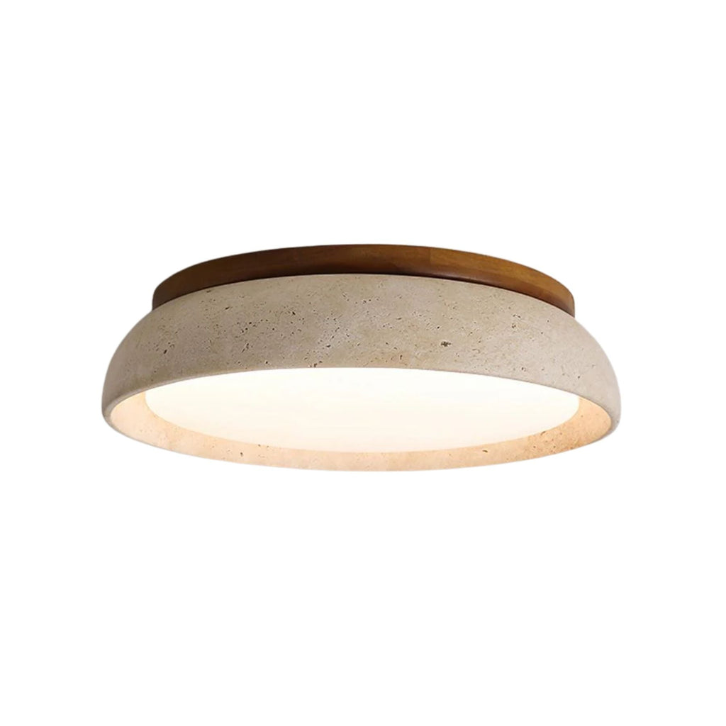 Kaia Plafondlamp | Travertin & Hout | Warm 3000K LED Licht | Minimalistisch Design