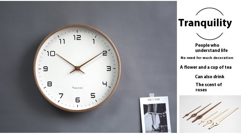 Nordic Solid Wood Simplicity Living Room Home Mute Clock