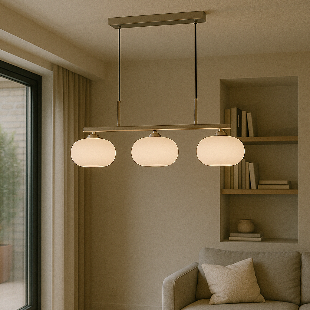 Raito Hanglamp | 3-Lichts Design | Glas & Metaal | Minimalistisch Modern