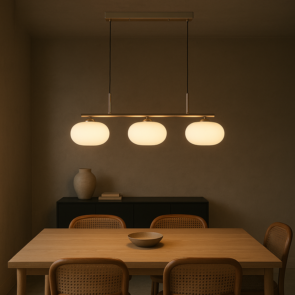 Raito Hanglamp | 3-Lichts Design | Glas & Metaal | Minimalistisch Modern