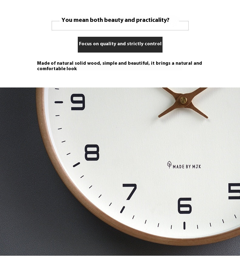 Nordic Solid Wood Simplicity Living Room Home Mute Clock