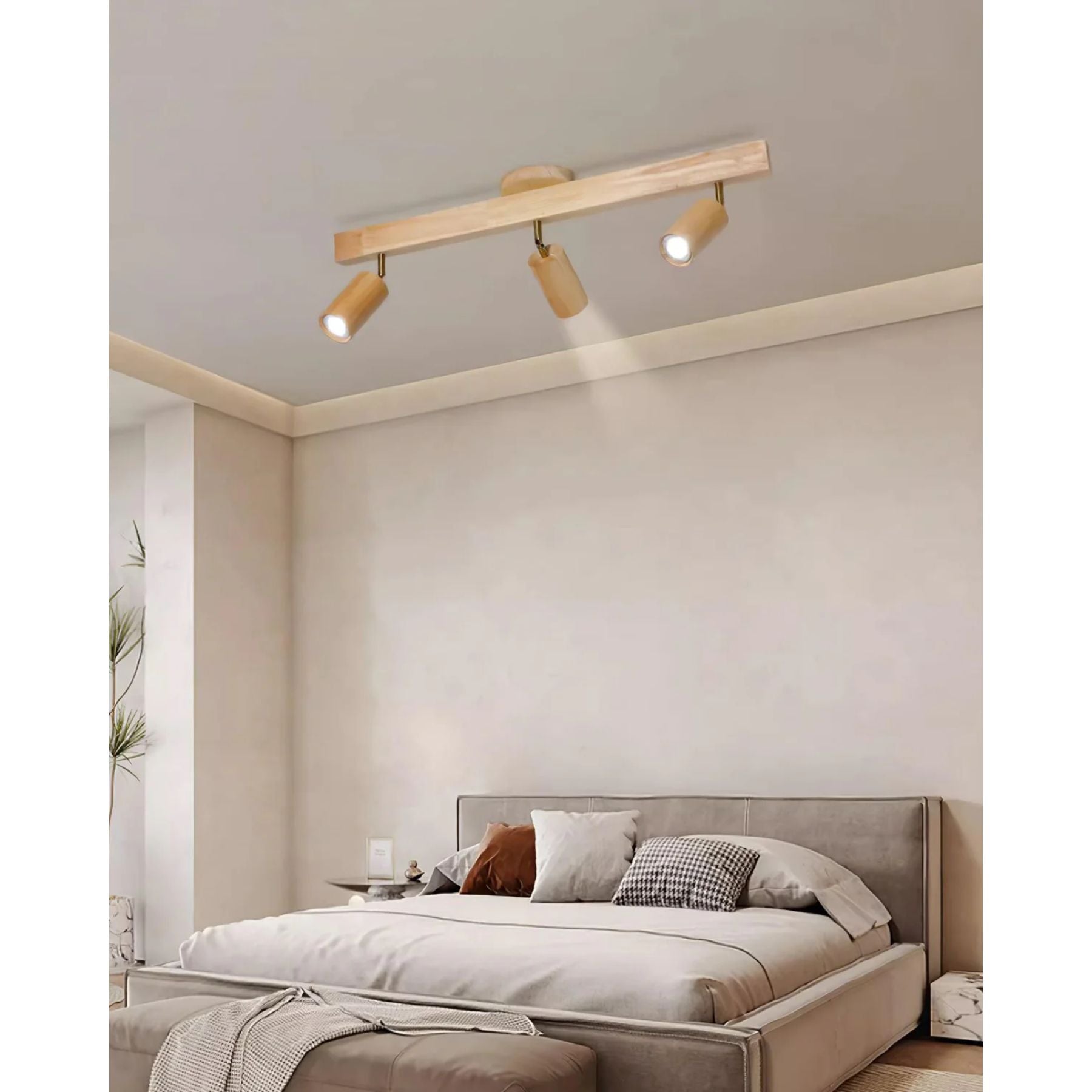 Sento Houten Track Plafondlamp | Verstelbare Spots | Warme Houtlook | LED Verlichting
