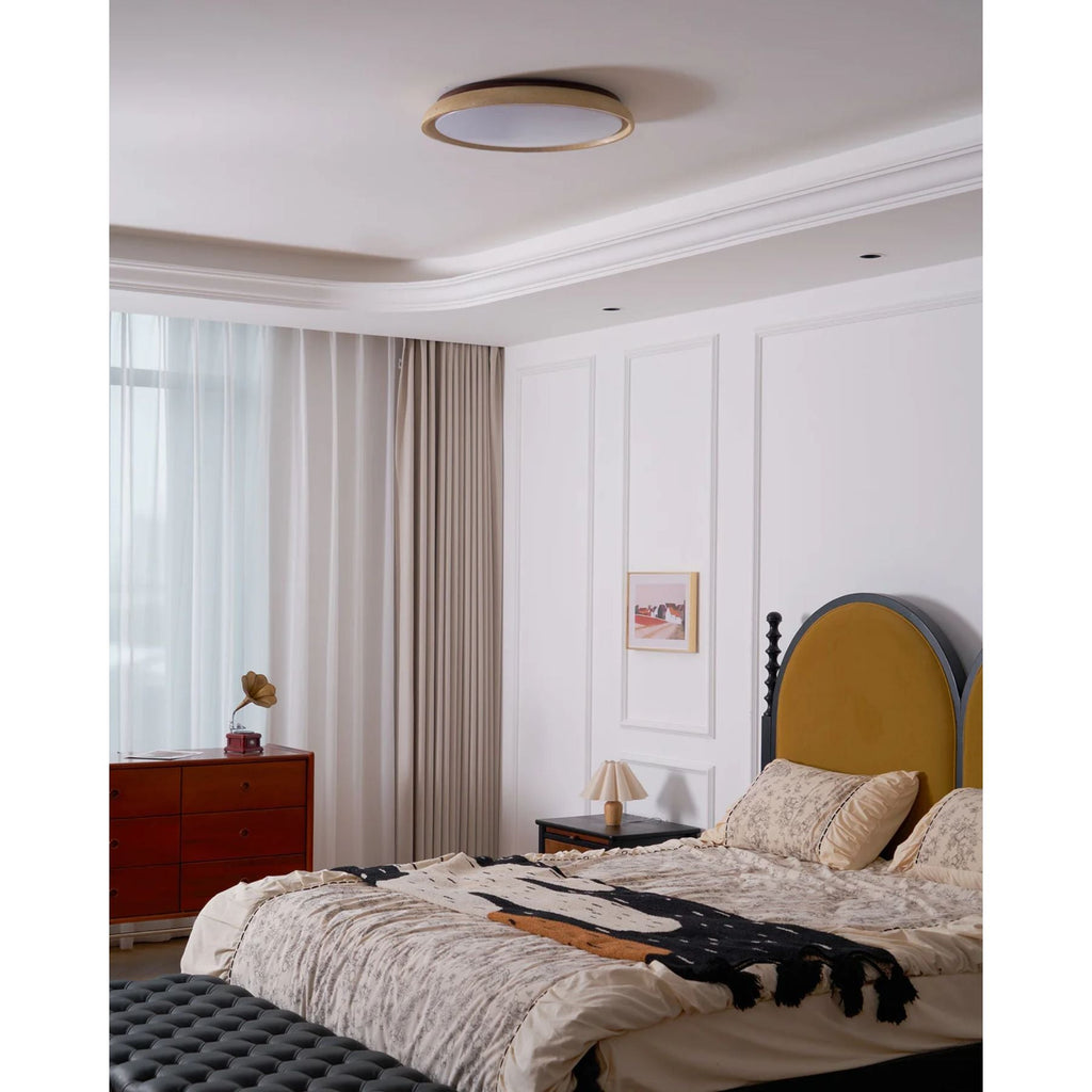 Kaia Plafondlamp | Travertin & Hout | Warm 3000K LED Licht | Minimalistisch Design