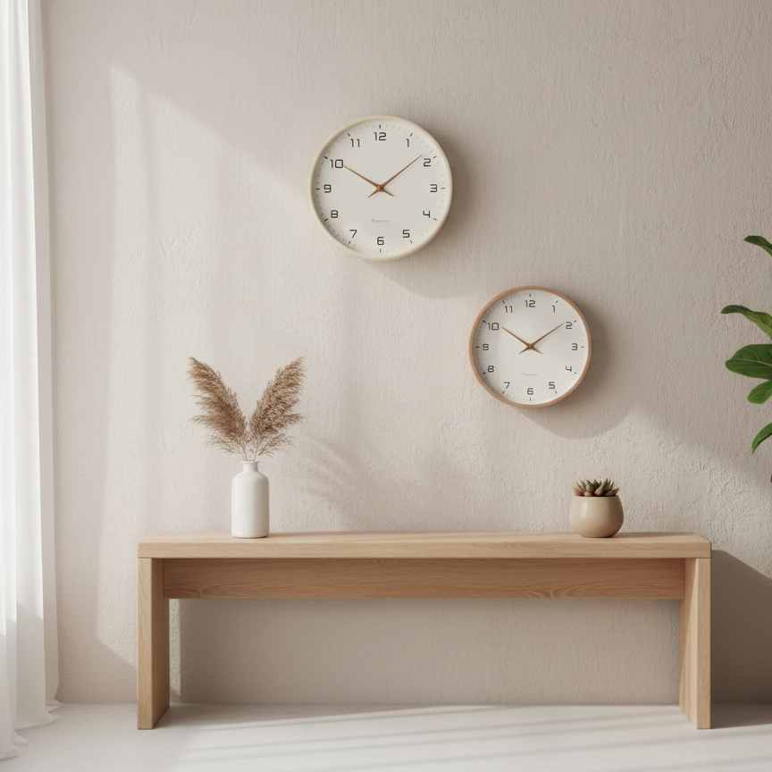 Timbera Wandklok | Massief Hout | Minimalistisch Design | 30 cm