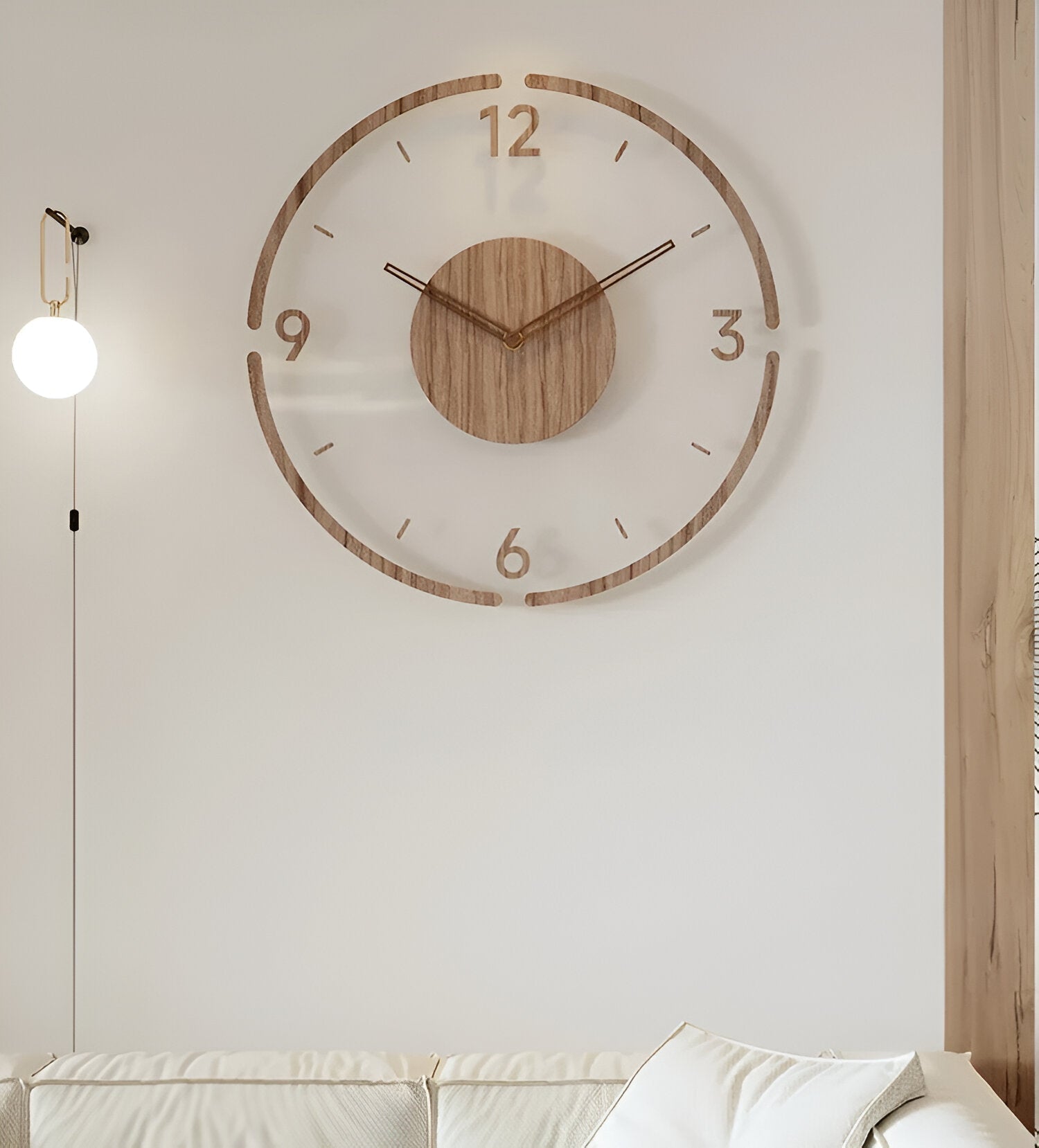 Clareo Wandklok | Hout & Acryl | Stil Quartz Mechanisme | Modern Design