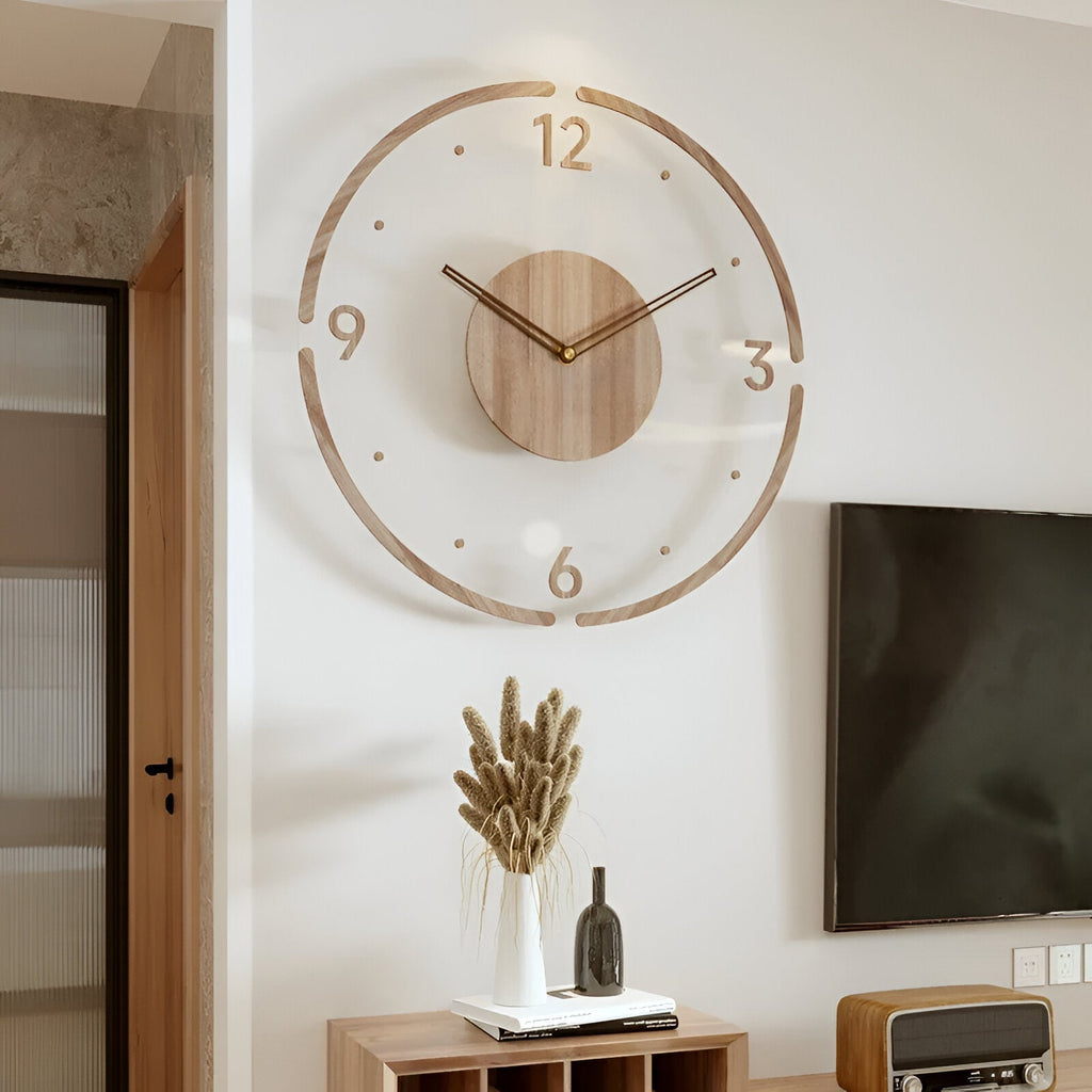Clareo Wandklok | Hout & Acryl | Stil Quartz Mechanisme | Modern Design
