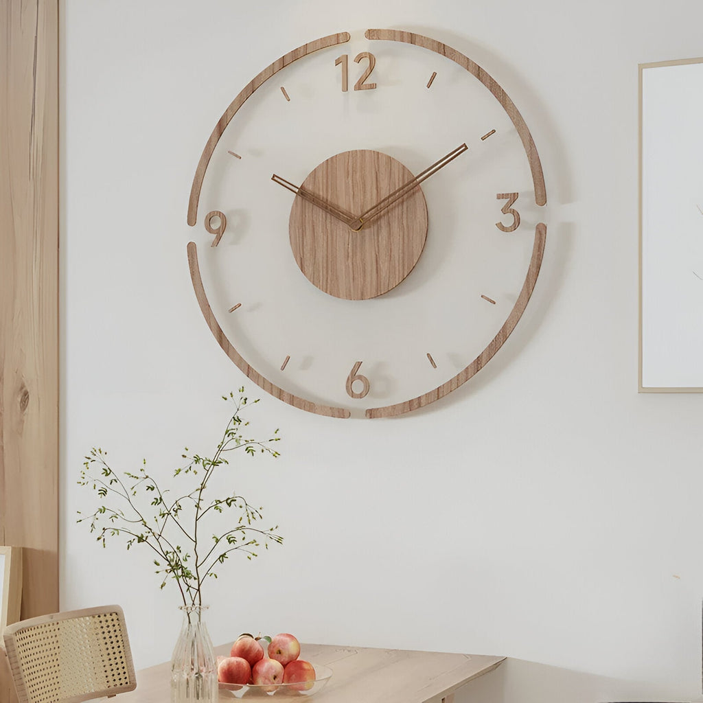 Clareo Wandklok | Hout & Acryl | Stil Quartz Mechanisme | Modern Design