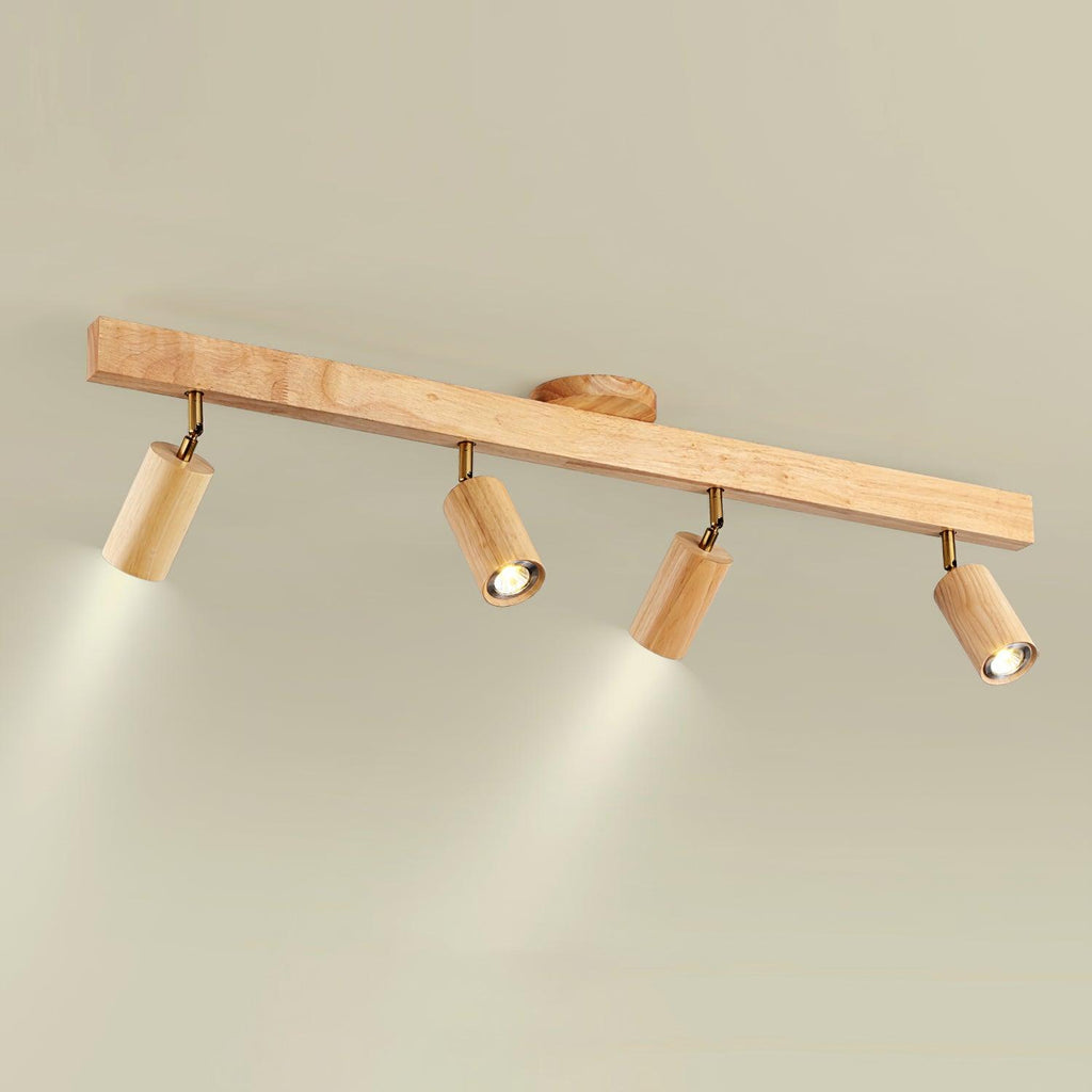 Sento Houten Track Plafondlamp | Verstelbare Spots | Warme Houtlook | LED Verlichting