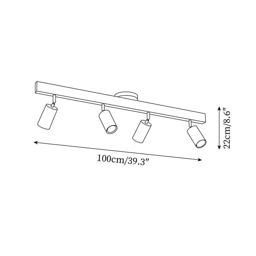 Sento Houten Track Plafondlamp | Verstelbare Spots | Warme Houtlook | LED Verlichting
