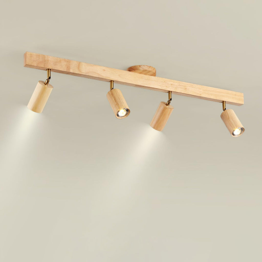 Sento Houten Track Plafondlamp | Verstelbare Spots | Warme Houtlook | LED Verlichting