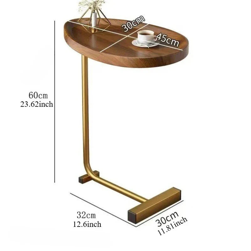Liva Bijzettafel | C-vormig Design | Hout & Metaal | Voor Bank of Bed